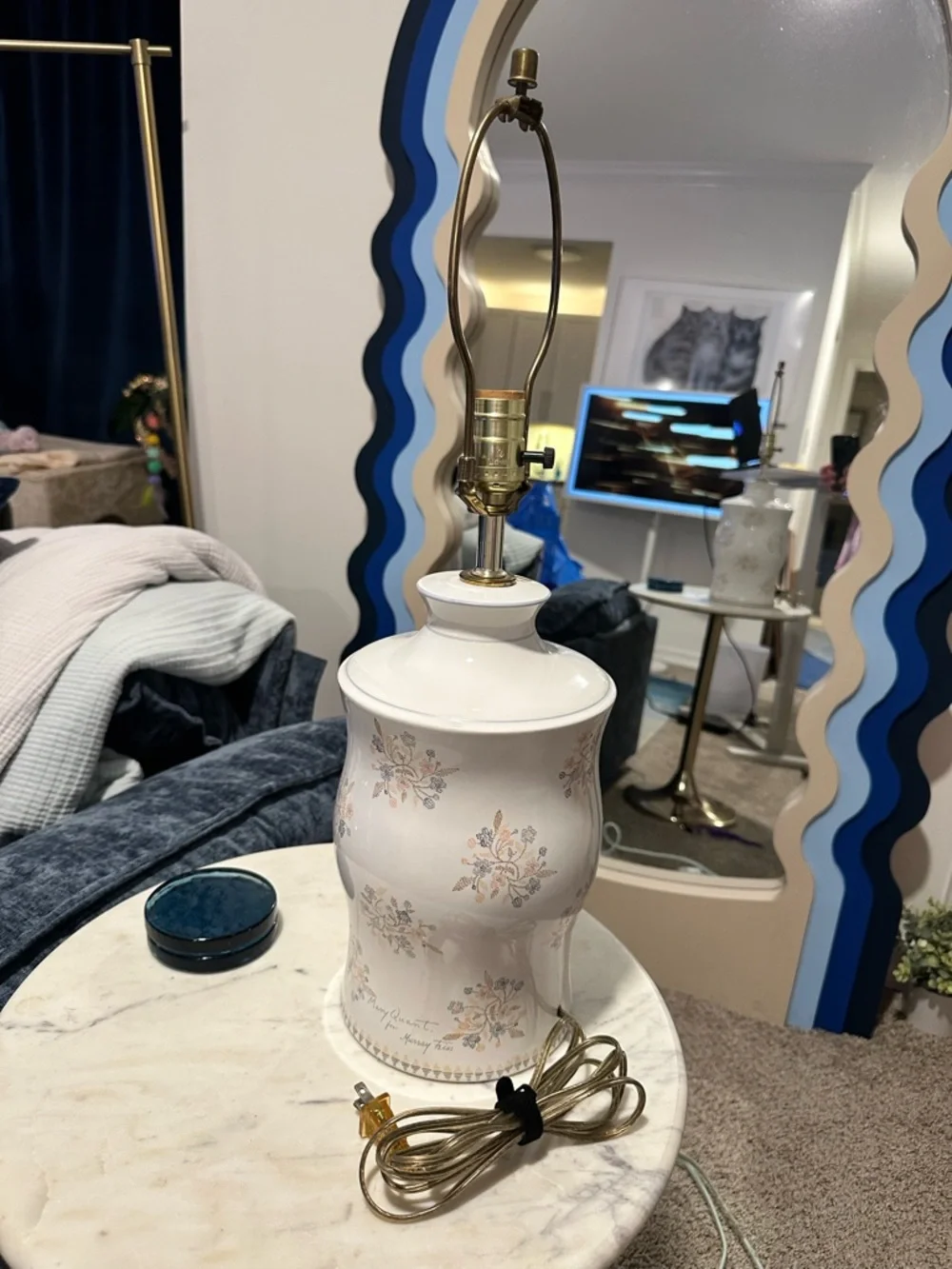 Vintage Late 20th Centruy Mary Quant for Murray Feiss Floral Ceramic Lamp Base